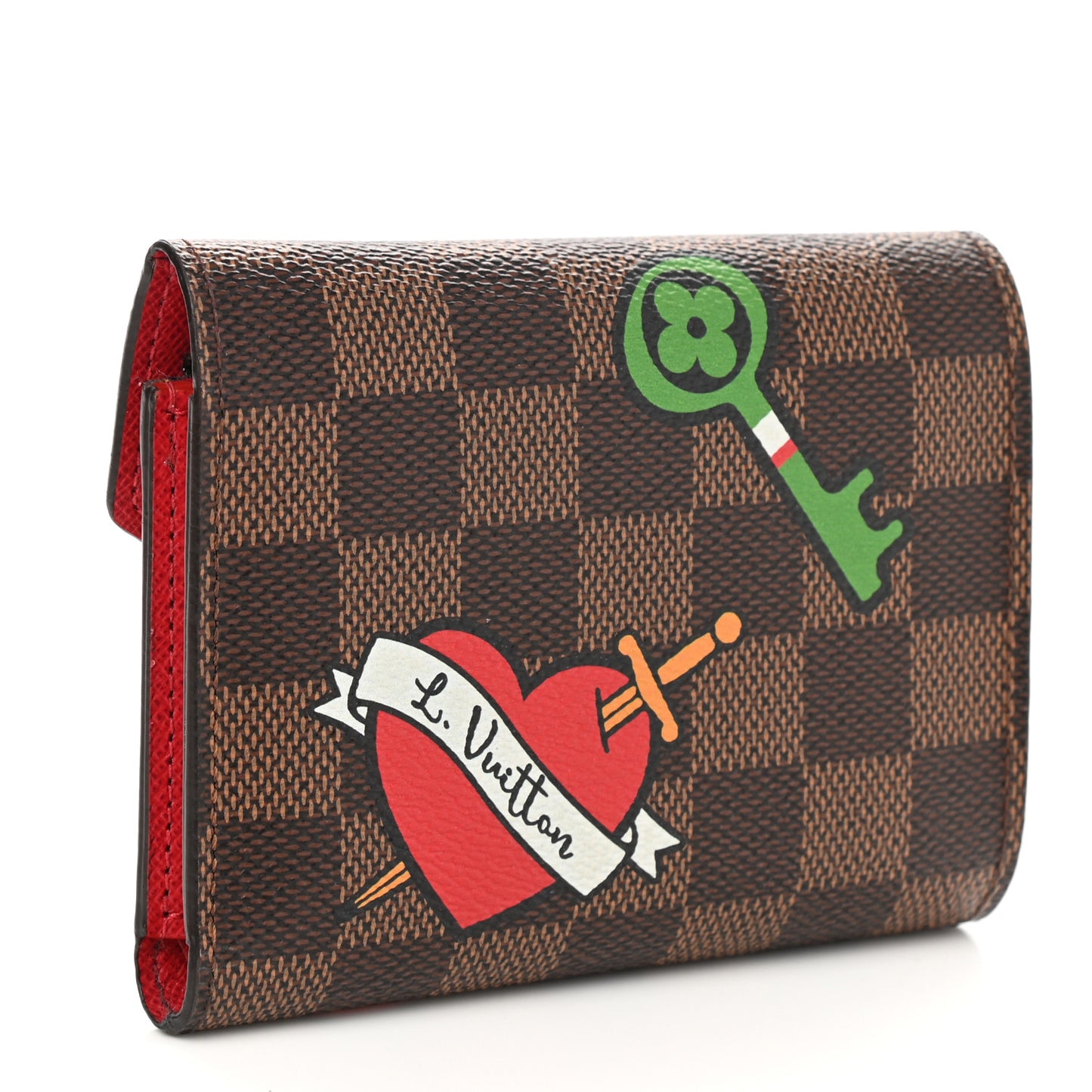 Damier Ebene Stories Victorine Wallet Red