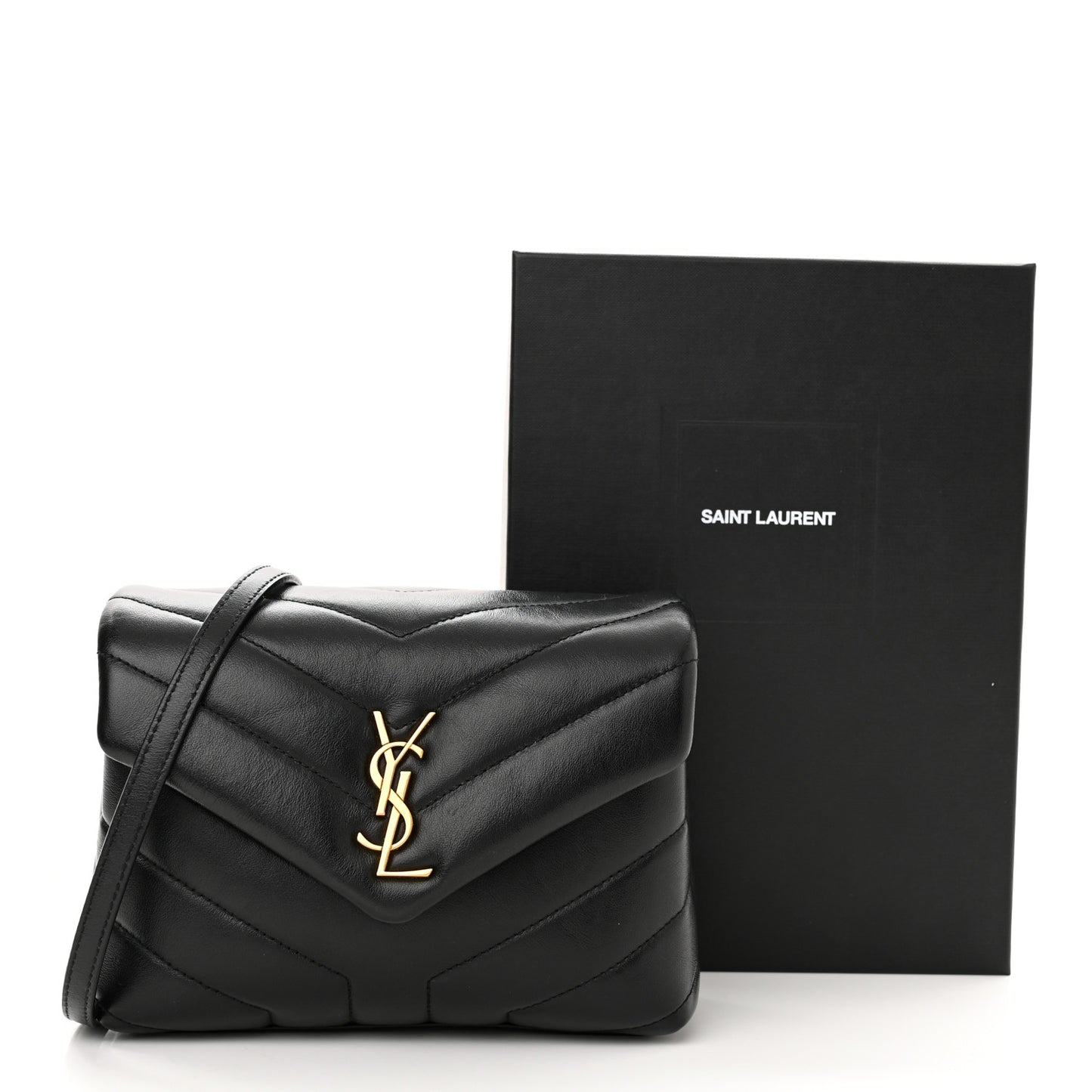 Calfskin Y Quilted Monogram Toy Loulou Crossbody Bag Black