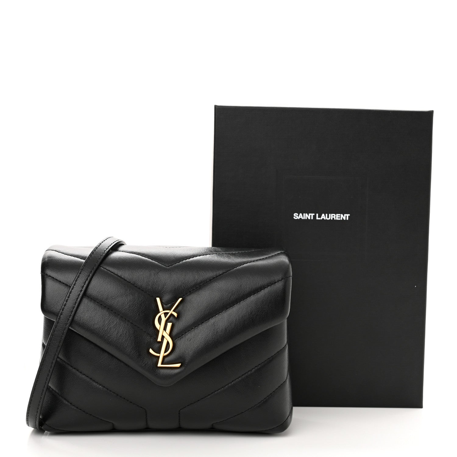 Saint Laurent Calfskin Y Quilted Monogram Toy Loulou Crossbody Bag Black 12 of 12