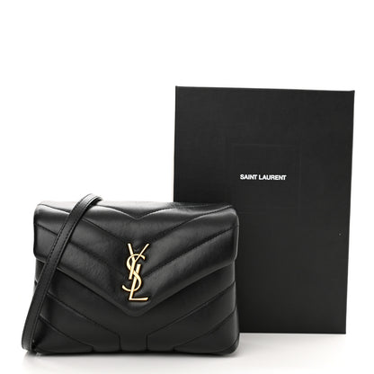 Saint Laurent Calfskin Y Quilted Monogram Toy Loulou Crossbody Bag Black 12 of 12