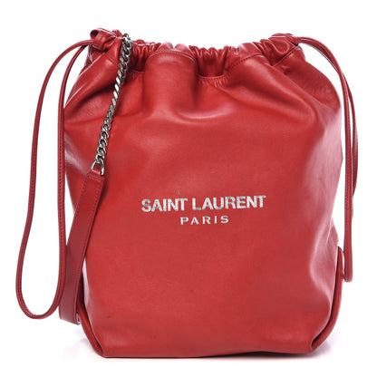 Saint Laurent Lambskin Teddy Drawstring Bag Eros Red 1 of 14