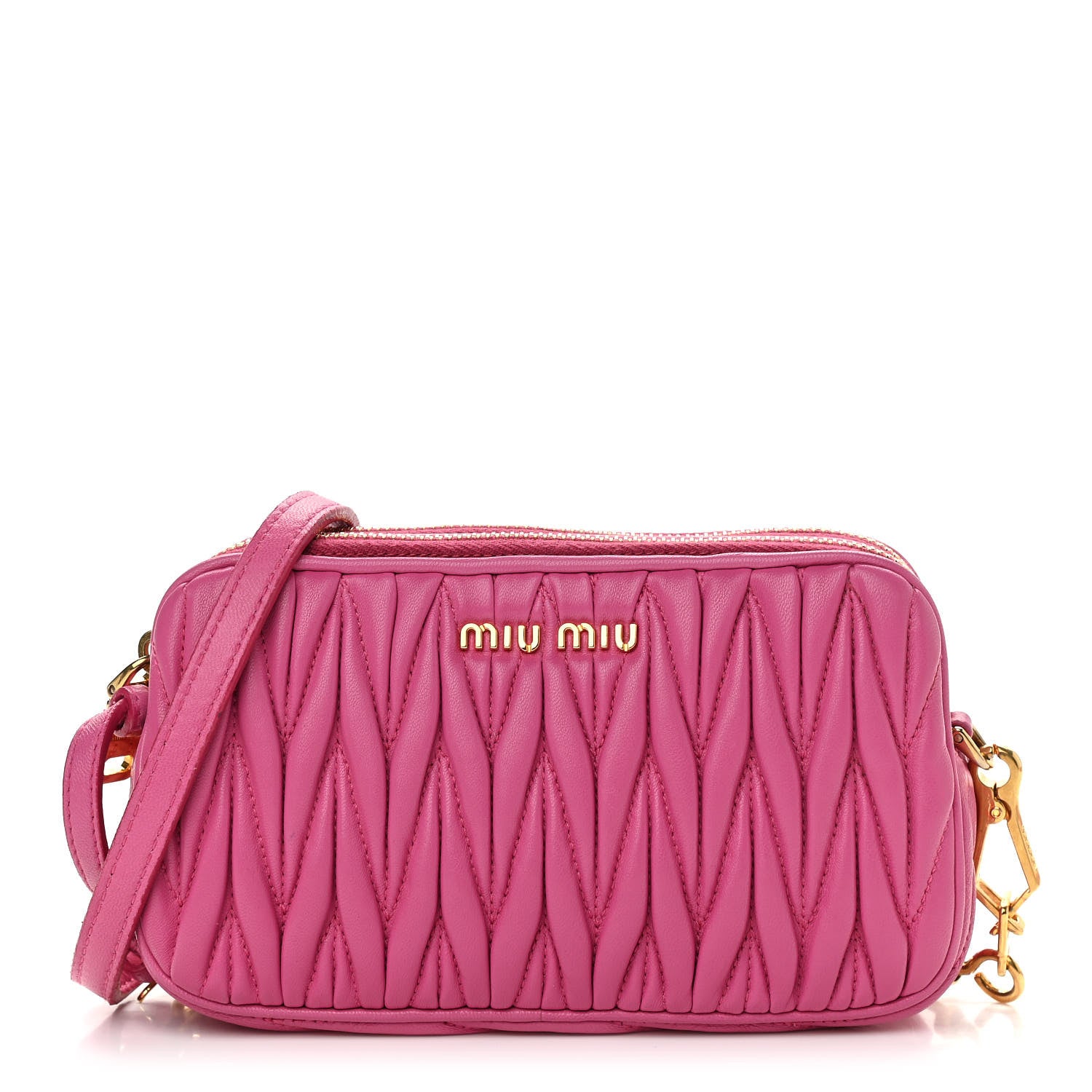 Miu Miu Nappa Matelasse Double Zip Chain Shoulder Bag Loto 1 of 11