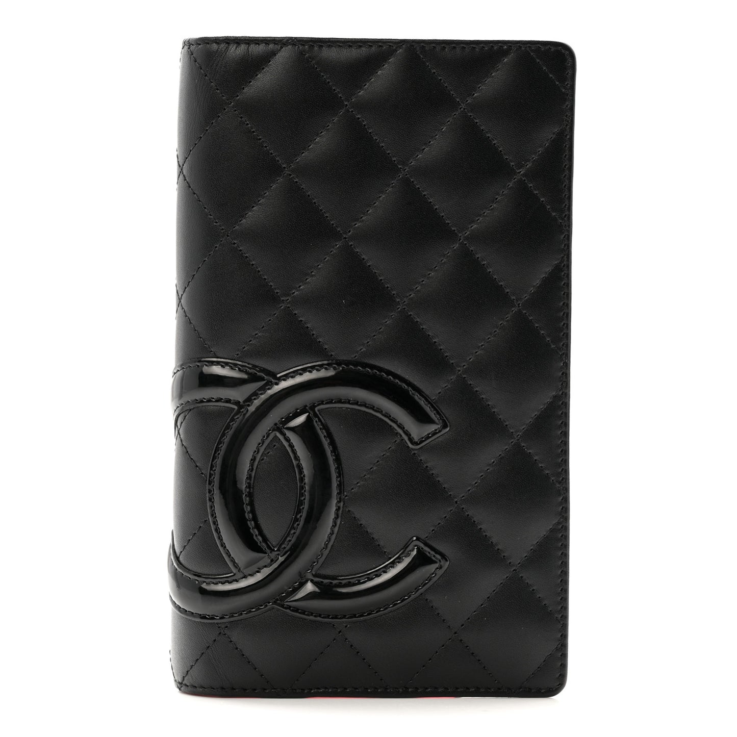 Calfskin Quilted Cambon Yen Wallet Black