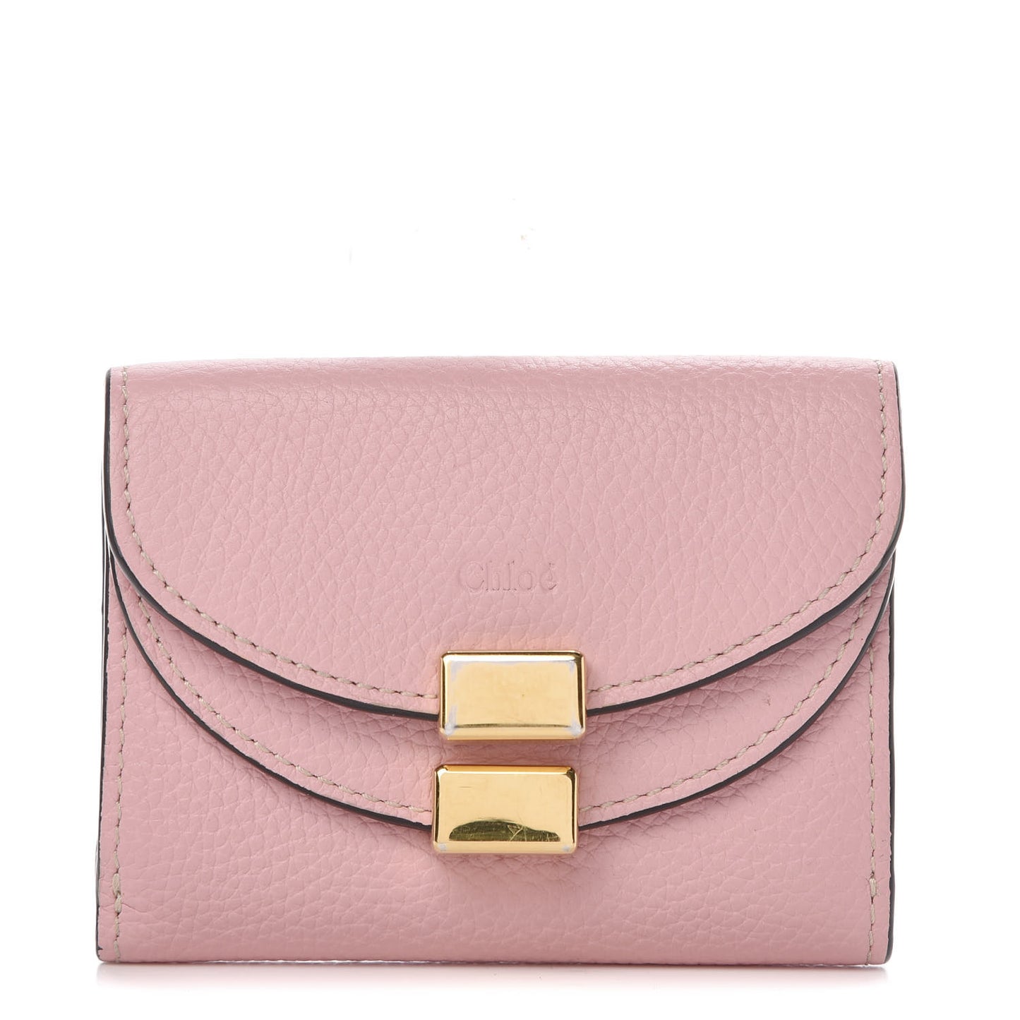Grained Calfskin Georgia Square Wallet Washed Pink
