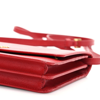 Prada Saffiano Metal Flap Wallet With Strap Fuoco 9 of 13