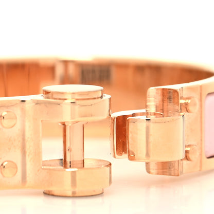 Hermes Enamel Charniere Uni Narrow Hinged Bracelet M Rose Cassatta 4 of 5