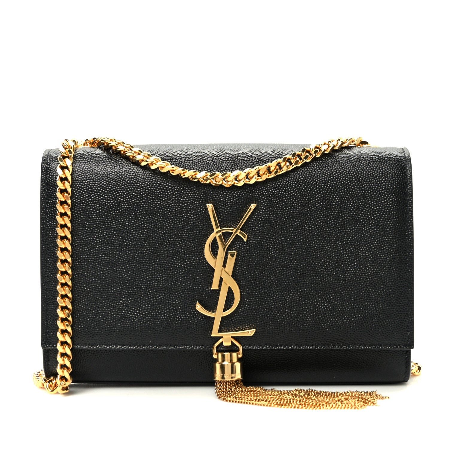 Saint Laurent Grain De Poudre Small Classic Monogram Kate Tassel Satchel Black 1 of 9