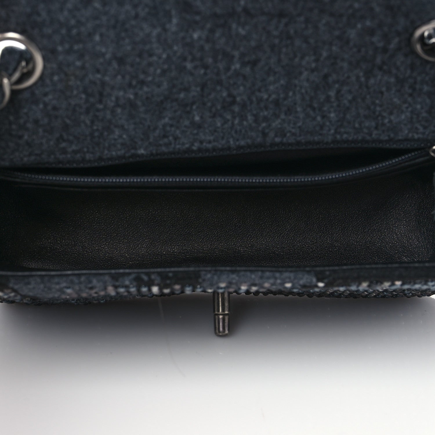 Chanel Wool Velvet Crystal Studded Mini Rectangular Flap Grey Black 4 of 8