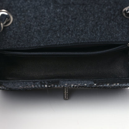 Chanel Wool Velvet Crystal Studded Mini Rectangular Flap Grey Black 4 of 8