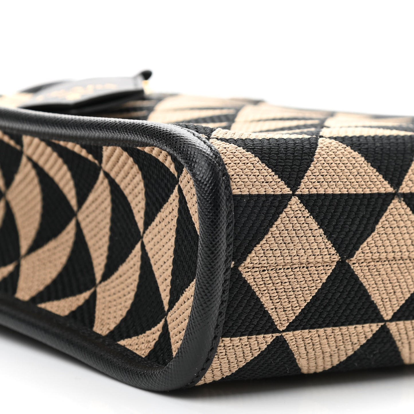 Jacquard Saffiano Triangolo Symbole Embroidered Micro Tote Black Corda