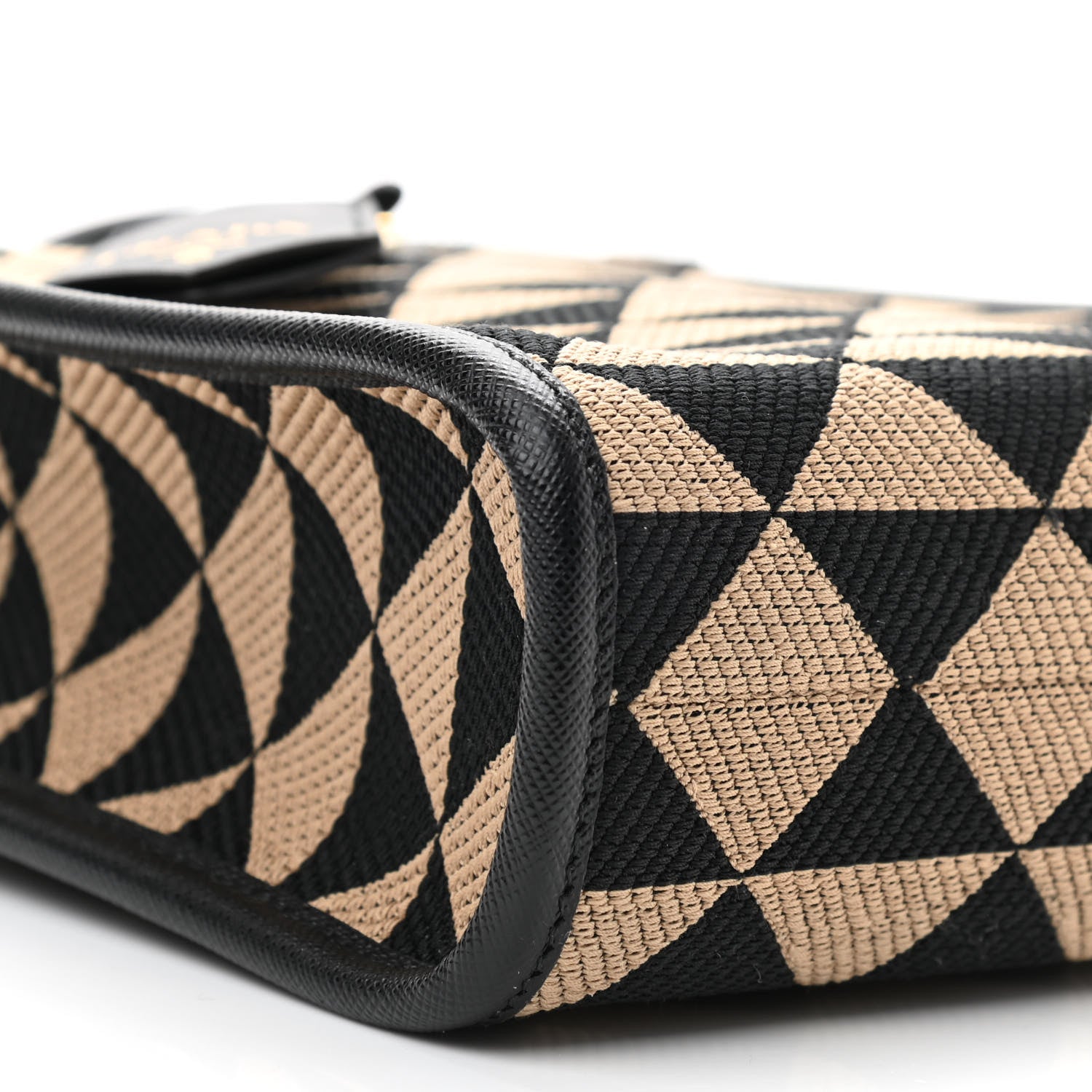 Prada Jacquard Saffiano Triangolo Symbole Embroidered Micro Tote Black Corda 8 of 9