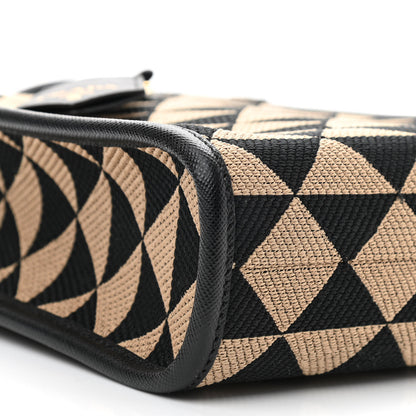 Prada Jacquard Saffiano Triangolo Symbole Embroidered Micro Tote Black Corda 8 of 9