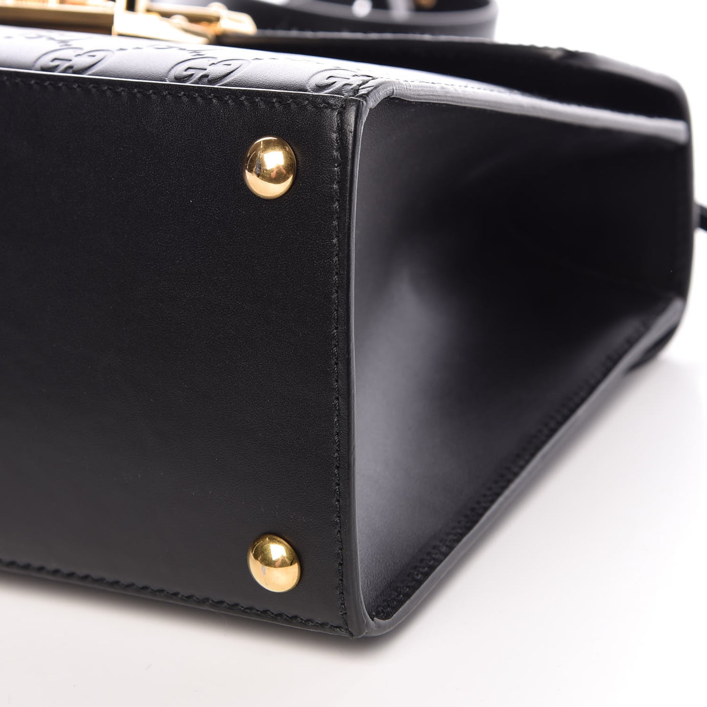 Guccissima Signature Small Padlock Top Handle Bag Black