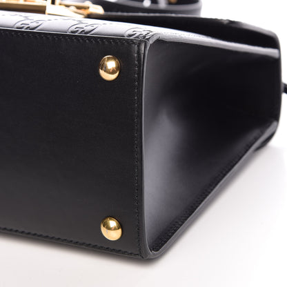 Gucci Guccissima Signature Small Padlock Top Handle Bag Black 10 of 12