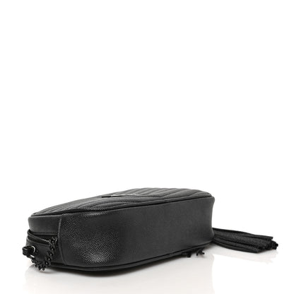 Saint Laurent Grain De Poudre Matelasse Monochrome Monogram Mini Lou Camera Bag Black 4 of 8