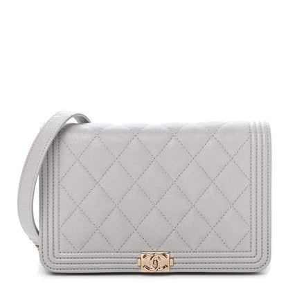 Chanel Caviar Quilted Boy Wallet On Chain WOC Grey 1 of 11
