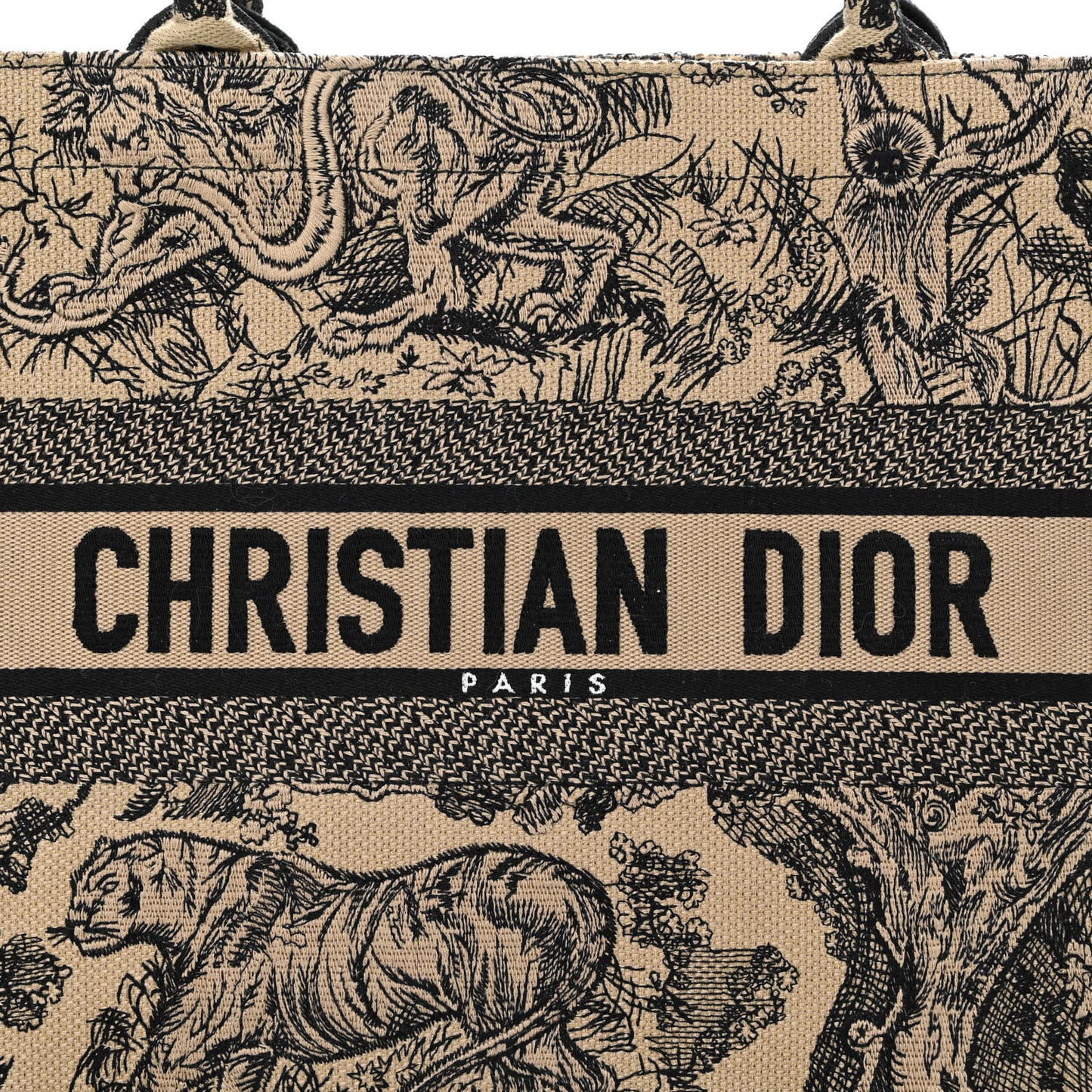 Canvas Embroidered Medium Dioriviera Toile De Jouy Book Tote Black