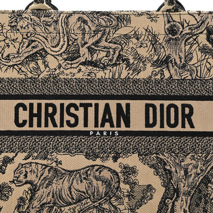 Christian Dior Canvas Embroidered Medium Dioriviera Toile De Jouy Book Tote Black 7 of 10