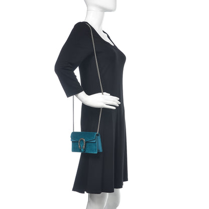 Gucci Velvet Super Mini Dionysus Shoulder Bag Pavone Cyan 2 of 8