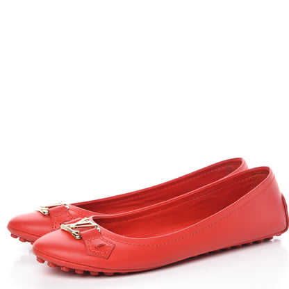 Louis Vuitton Calfskin Oxford Ballerina Flats 37 Red 3 of 16