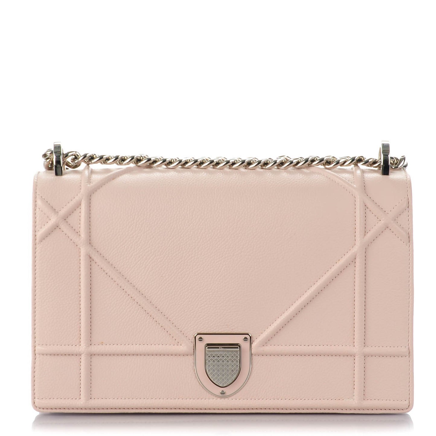 Grained Calfskin Medium Diorama Flap Bag Nude