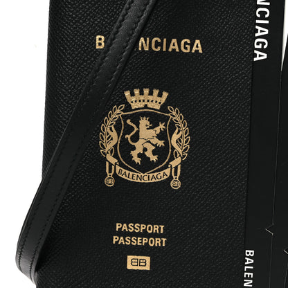 Balenciaga Textured Calfskin Passport Phone Holder Black 8 of 10