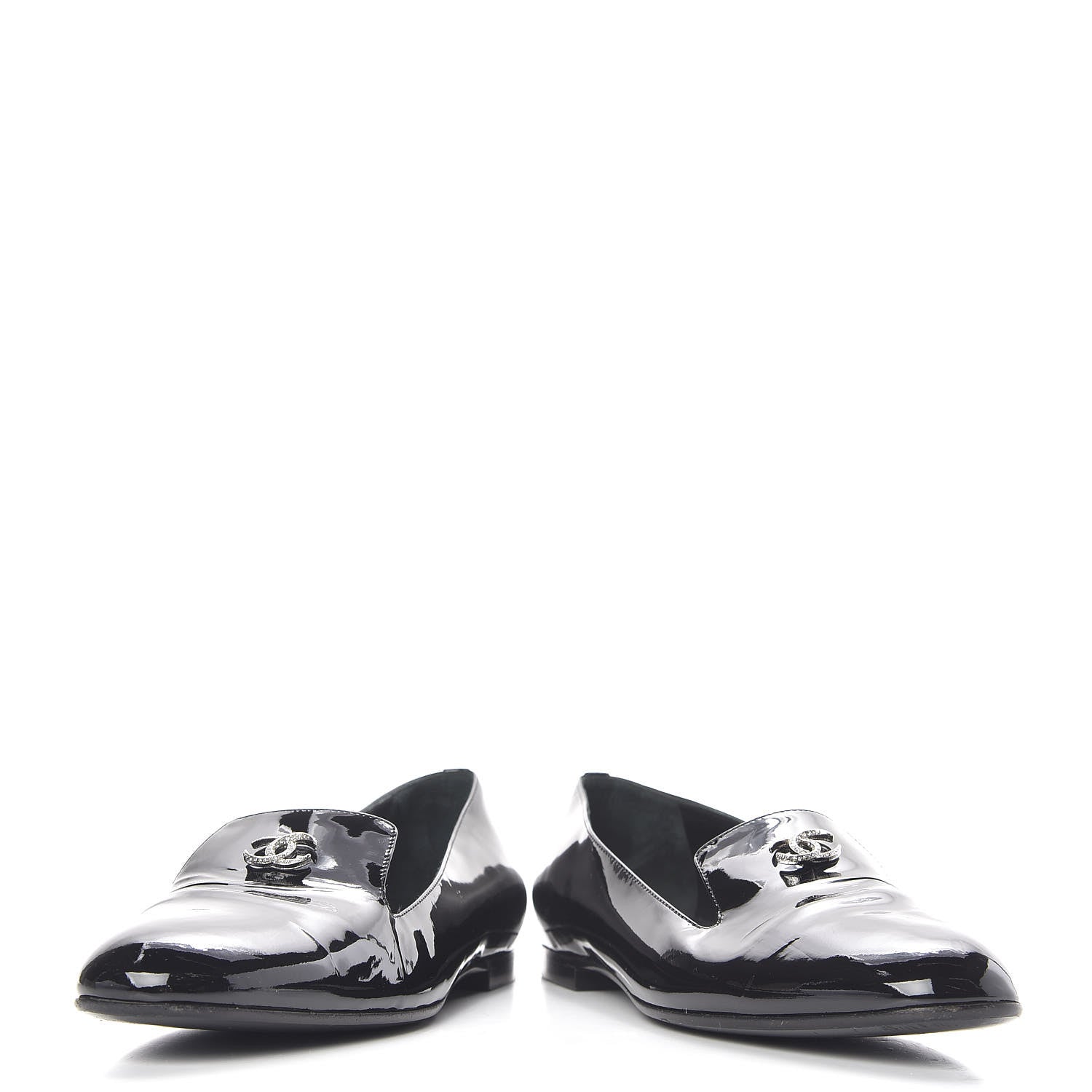 Chanel Patent CC Mocassin Loafers 38 Black 6 of 11