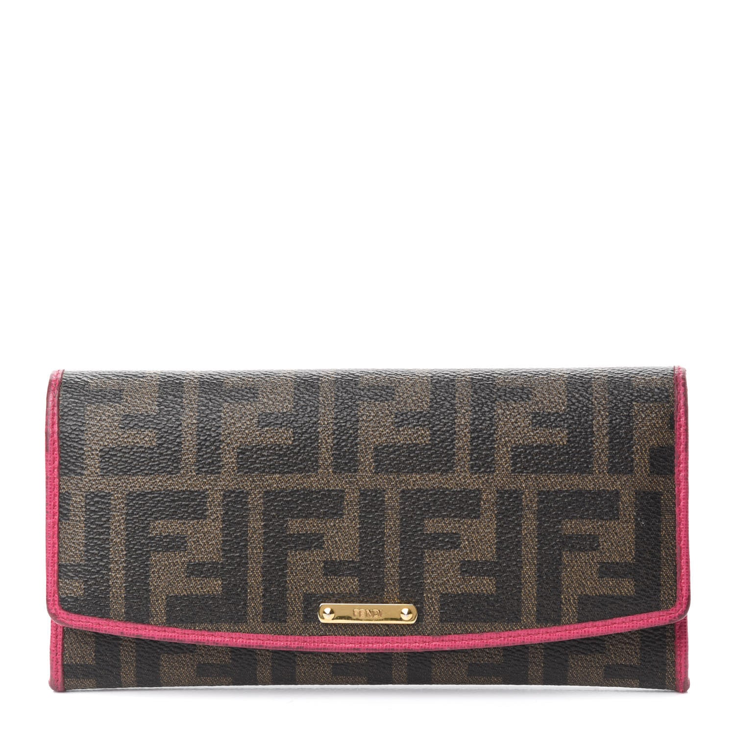 Fendi Vitello Elite Zucca Envelope Wallet Tobacco Pink 1 of 8