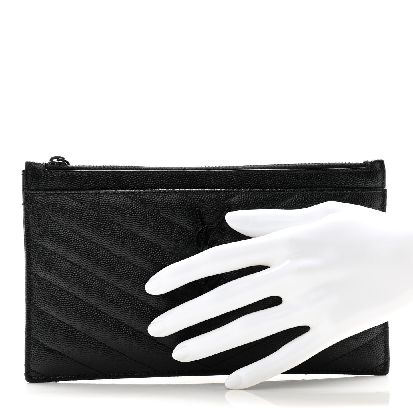 Grain De Poudre Chevron Monogram Monochrome Bill Pouch Black