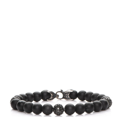 David Yurman Sterling Silver Black Diamond Onyx 8mm Spiritual Beads Bracelet 1 of 7