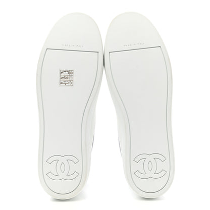 Chanel Patent Calfskin High Top CC Sneakers 38 Navy White 5 of 9