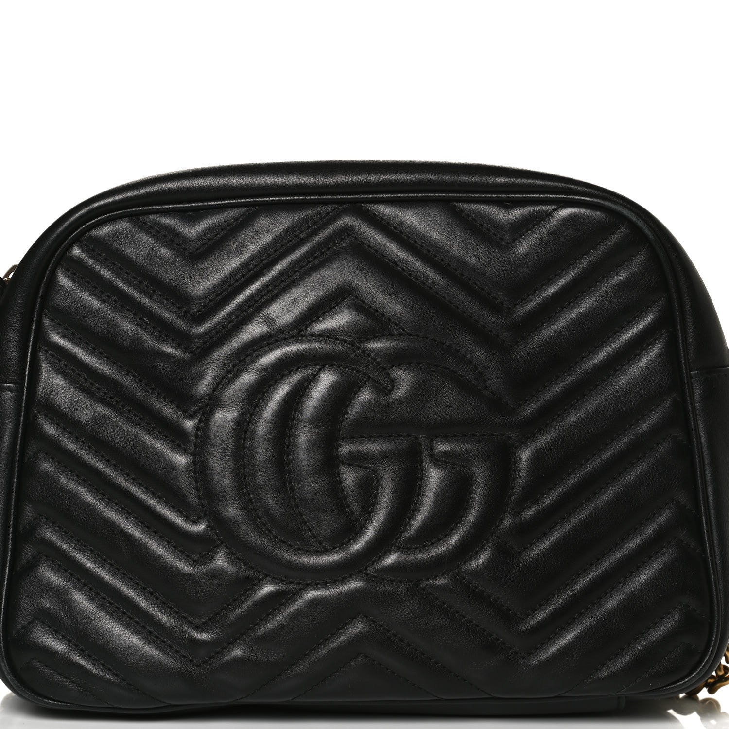 Gucci Calfskin Matelasse Medium GG Marmont Chain Shoulder Bag Black 21 of 27