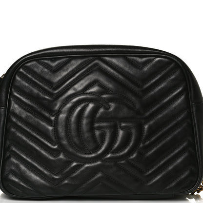 Gucci Calfskin Matelasse Medium GG Marmont Chain Shoulder Bag Black 21 of 27