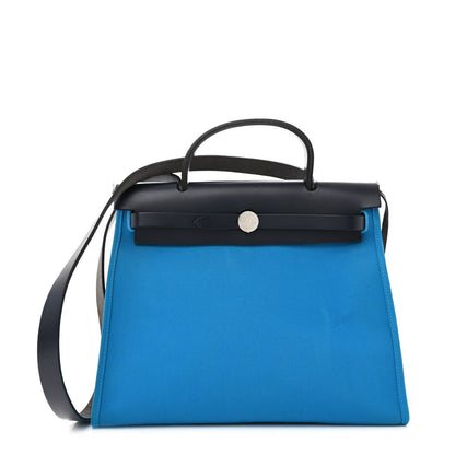 Hermes Vache Hunter Toile Herbag Zip 31 PM Bleu Zanzibar Bleu Indigo 1 of 13