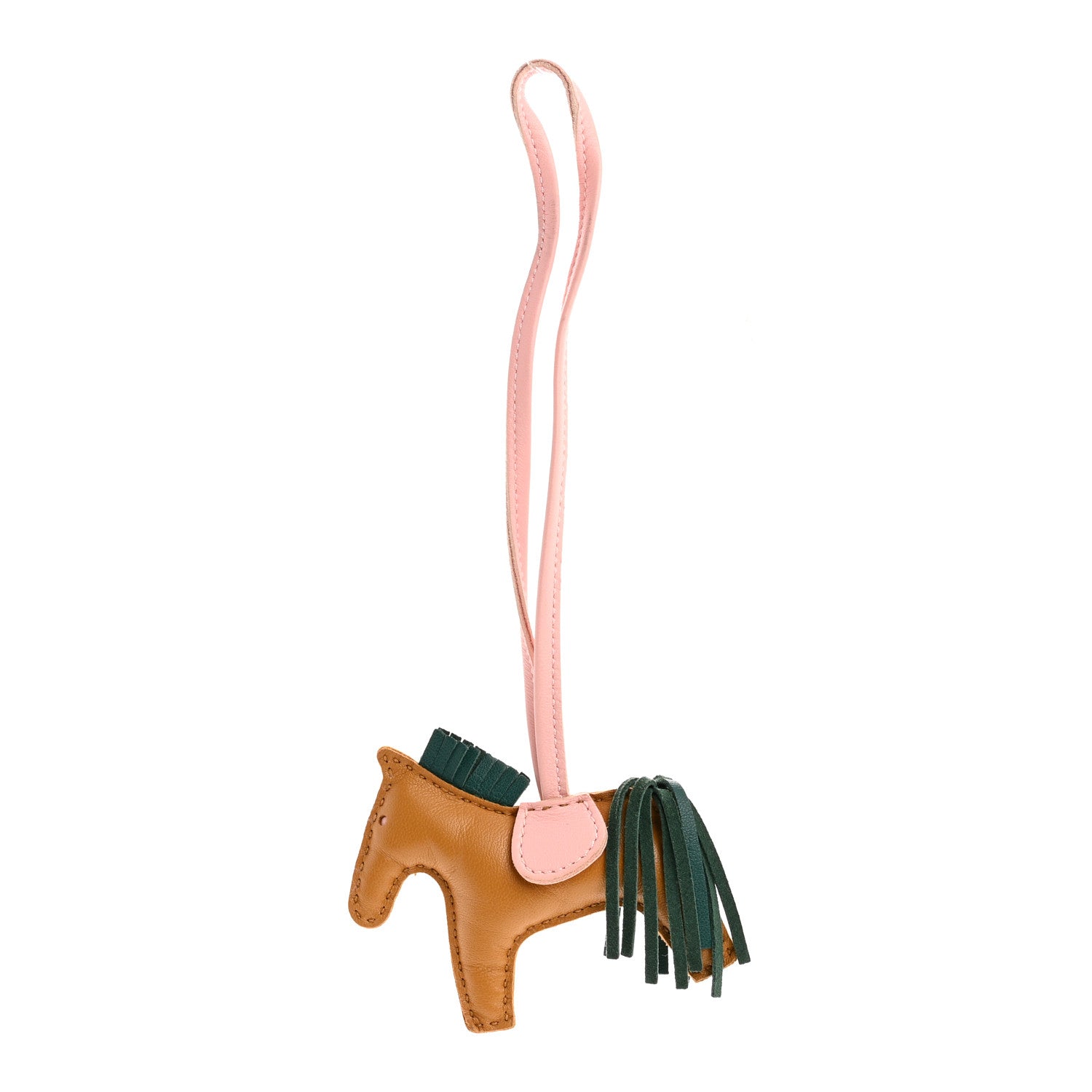 Hermes Milo Lambskin Grigri Rodeo Horse Bag Charm PM Sesame Malachite Rose Sakura 1 of 5