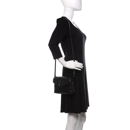 Saint Laurent Calfskin Y Quilted Monogram Toy Loulou Crossbody Bag Black 2 of 10