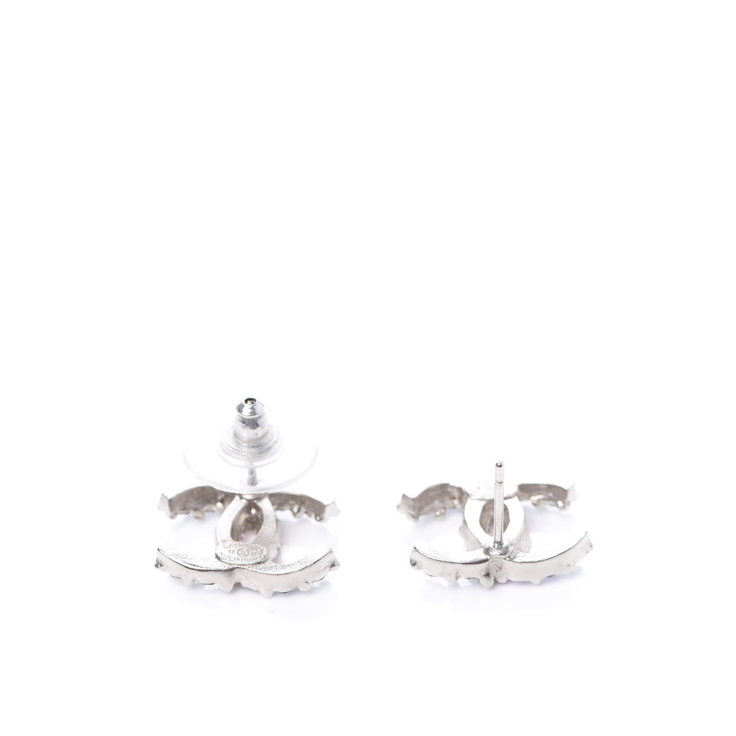Chanel Crystal CC Earrings Silver Multicolor 3 of 5