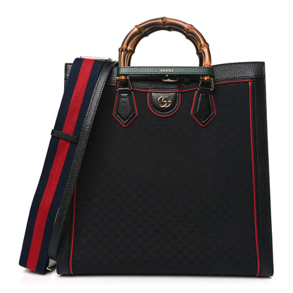 Gucci Mini Vintage GG Supreme Monogram Textured Dollar Calfskin Web Large Diana Tote Bag Black 1 of 10