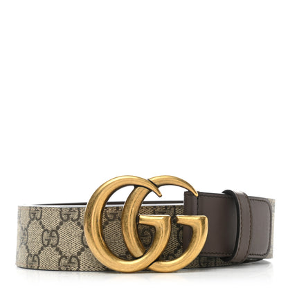 Gucci GG Supreme Monogram Matte Plutone Calfskin Double G 40mm Belt 95 38 Beige Ebony New Acero 1 of 7