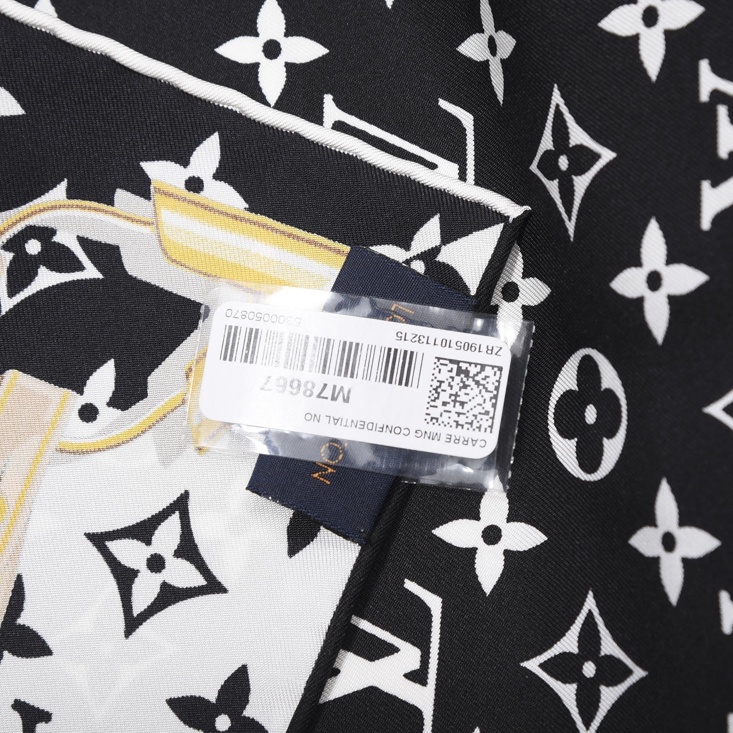 Louis Vuitton Silk Monogram Confidential Square Scarf Black 4 of 4