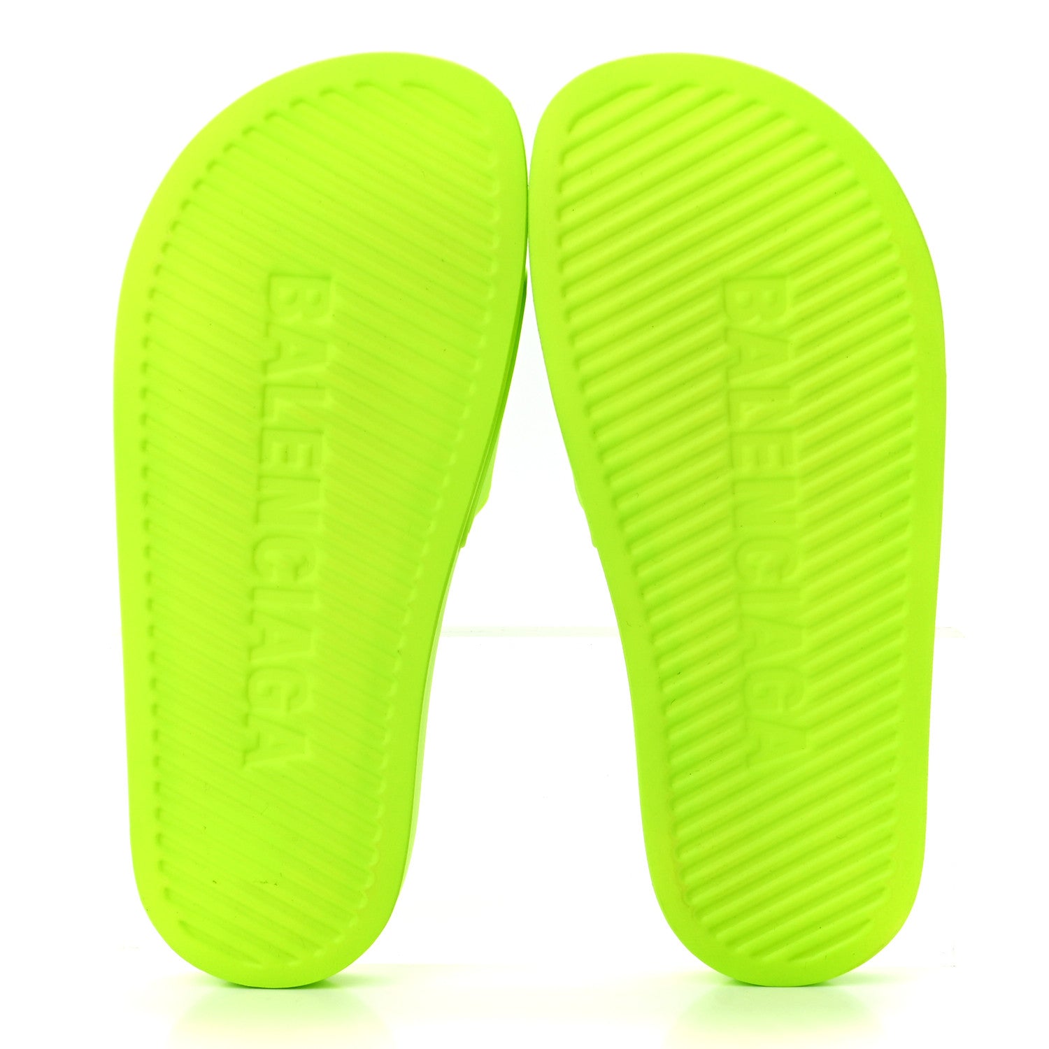 Balenciaga Smooth Rubber Logo Bi-Color Womens Pool Slide Sandals 36 Fluo Yellow Black 5 of 7