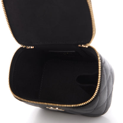Chanel Caviar Quilted Mini Pearl On Top Vanity Case With Chain Black 5 of 10