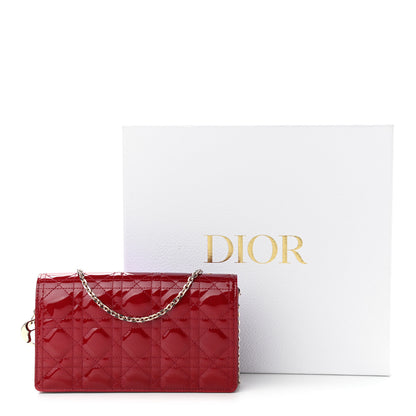 Christian Dior Patent Cannage Lady Dior Clutch Rouge Ceris 12 of 12