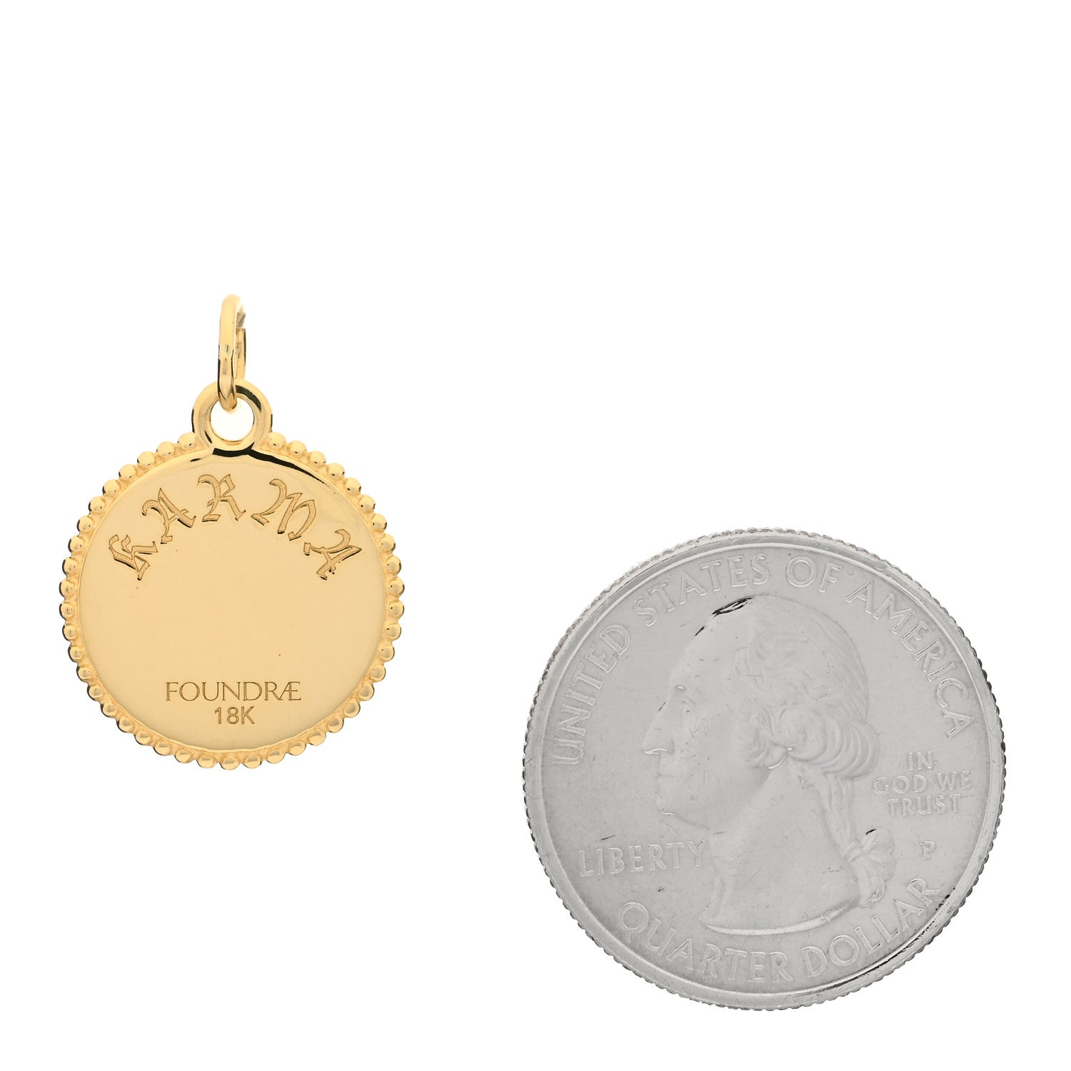 Foundrae 18K Yellow Gold Diamond Baby Karma Medallion Pendant 3 of 3