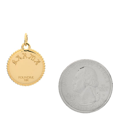 Foundrae 18K Yellow Gold Diamond Baby Karma Medallion Pendant 3 of 3
