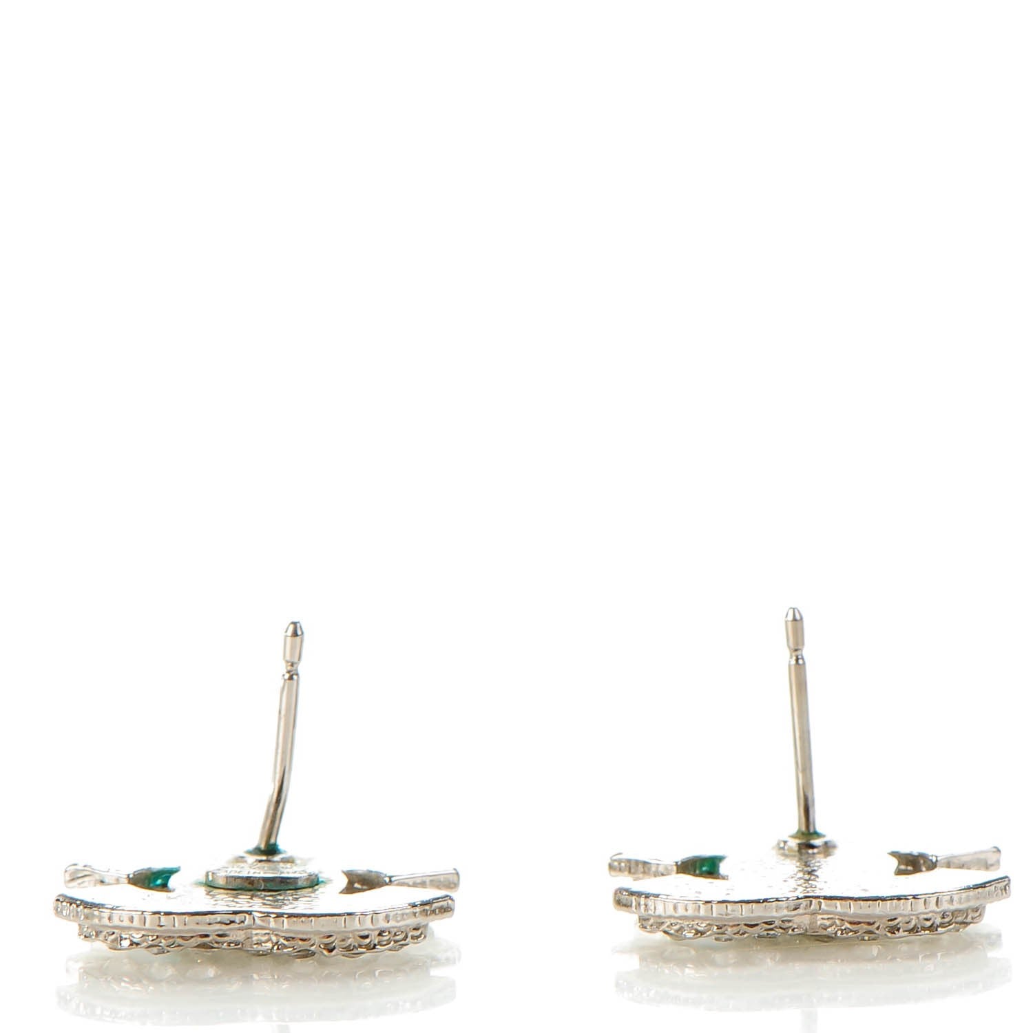Chanel Crystal CC Earrings Silver 4 of 7