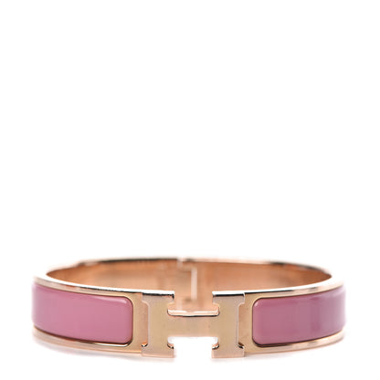 Hermes Enamel Narrow Clic Clac H Bracelet PM Rose Flamingo 1 of 6
