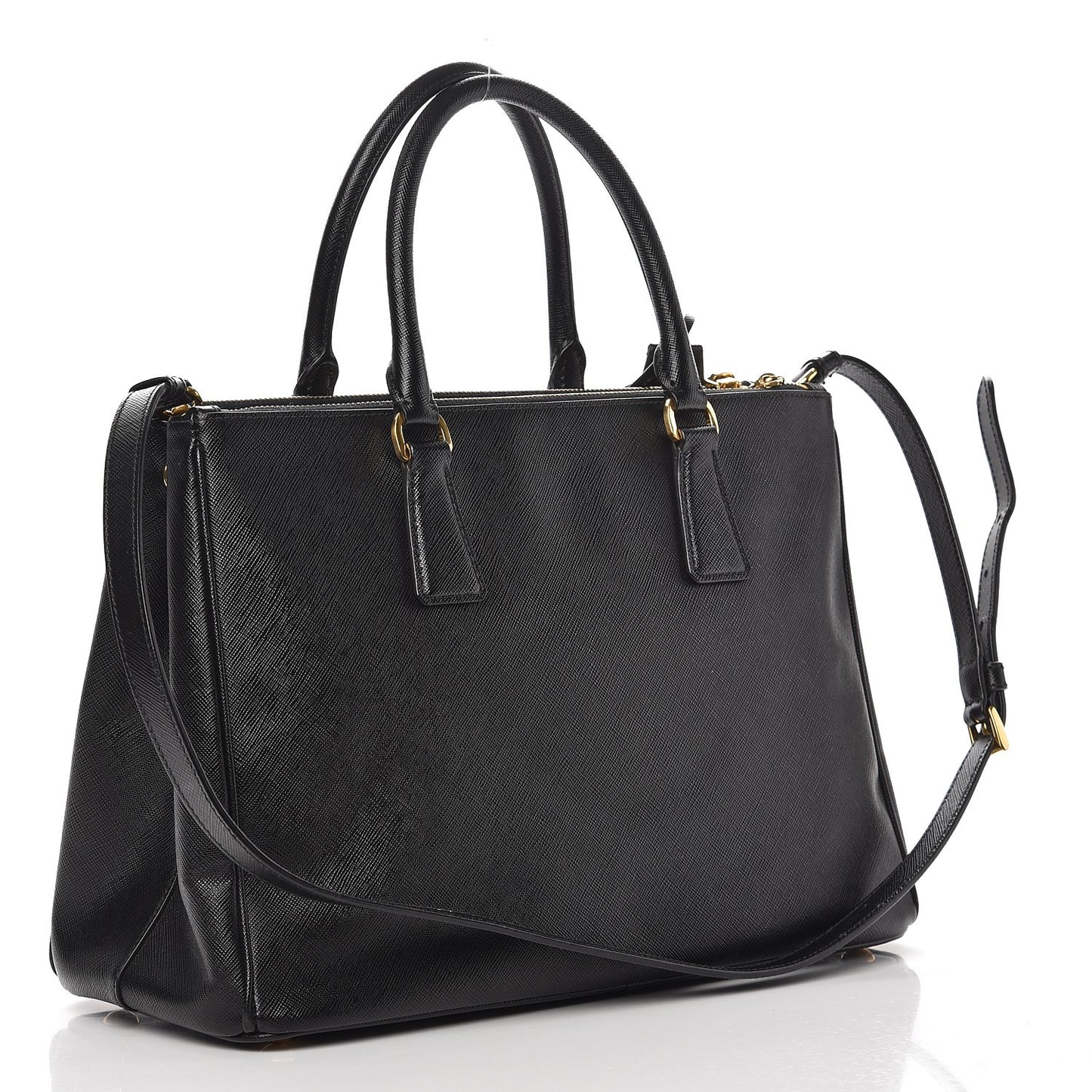 Saffiano Medium Galleria Double Zip Tote Black