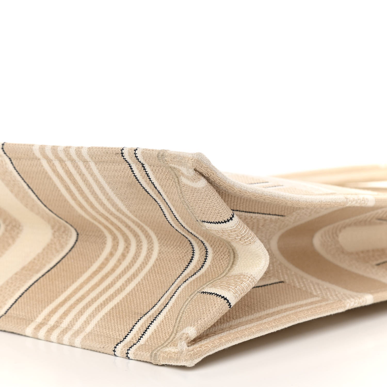 Christian Dior Canvas Embroidered Large Stripes Book Tote Beige 6 of 11