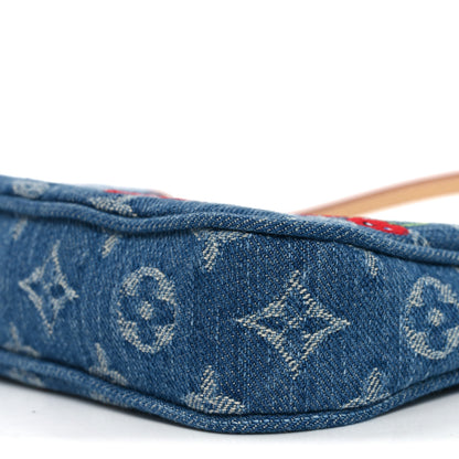 Louis Vuitton LV X TM Monogram Denim Cerises Pochette Accessories Blue 9 of 10